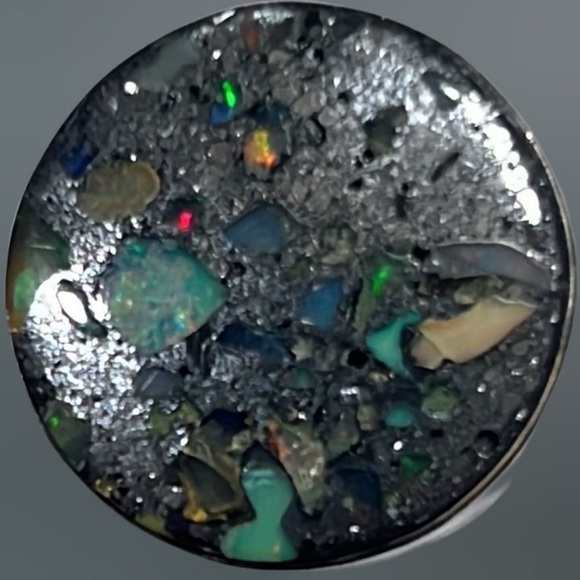 Natural Genuine Australia Black Andamooka Boulder Opal Sterling Ring - Picture 9 of 11